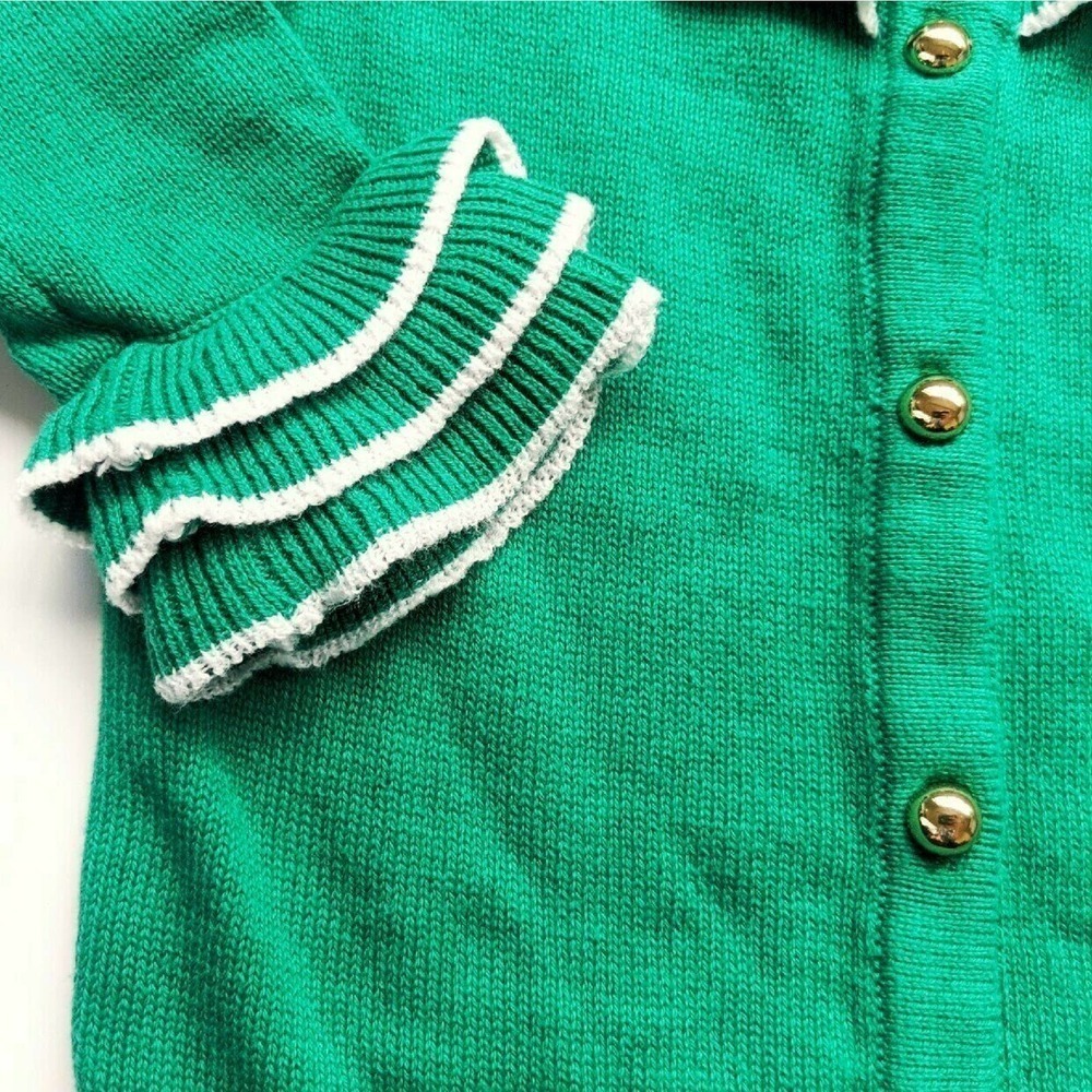 New Janie & Jack 18 Months Green Ruffle Cardigan Holiday Christmas - Picture 4 of 5
